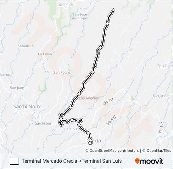 GRECIA - SAN LUIS CENTRO bus Line Map