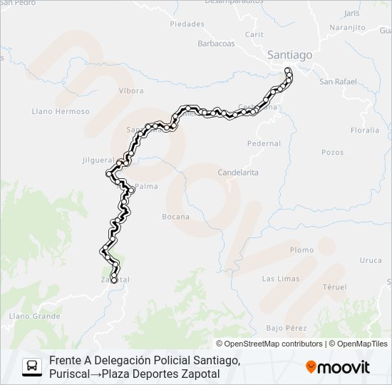 Mapa de PURISCAL - SAN RAMON de autobús