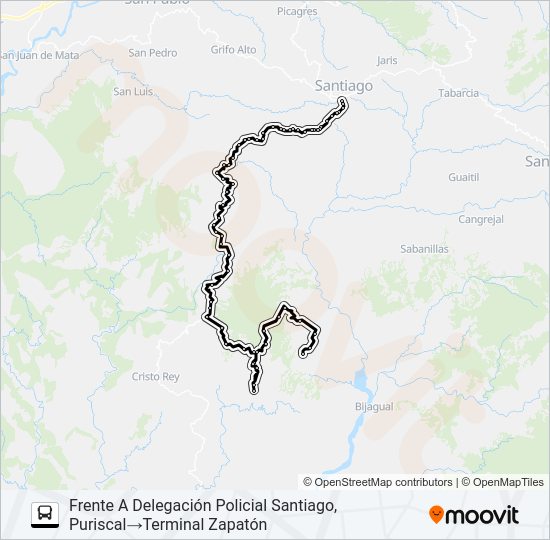 Mapa de SANTIAGO DE PURISCAL - ZAPATÓN de autobús