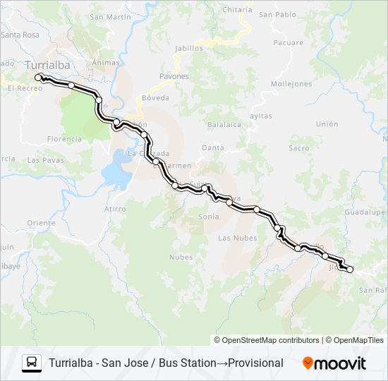 TURRIALBA - JICOTEA bus Line Map