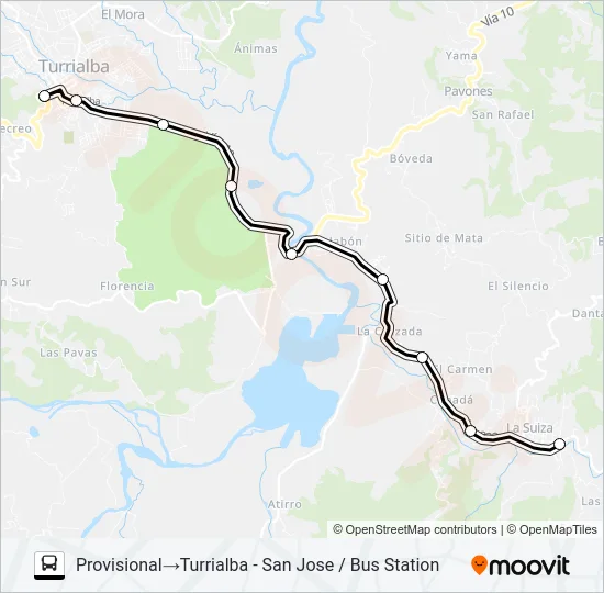 TURRIALBA - LA SUIZA Bus Line Map