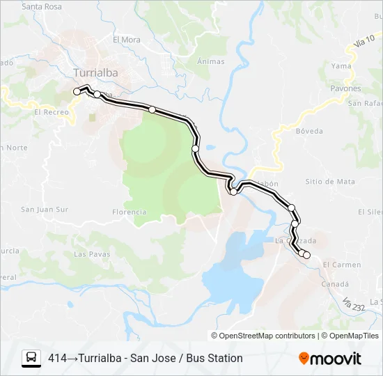 TURRIALBA - LA SUIZA Bus Line Map