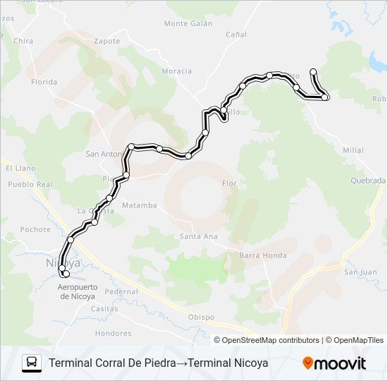 NICOYA - CORRAL DE PIEDRA Bus Line Map