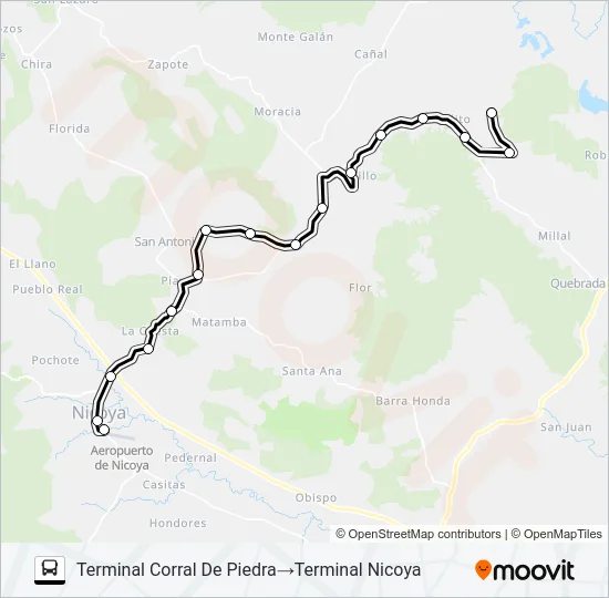 NICOYA - CORRAL DE PIEDRA Bus Line Map