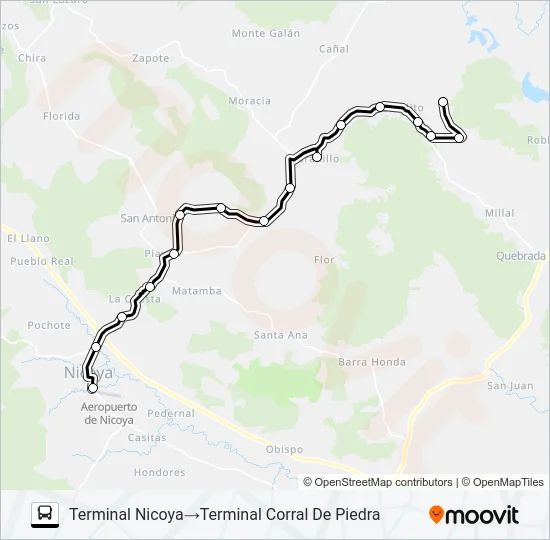 NICOYA - CORRAL DE PIEDRA Bus Line Map