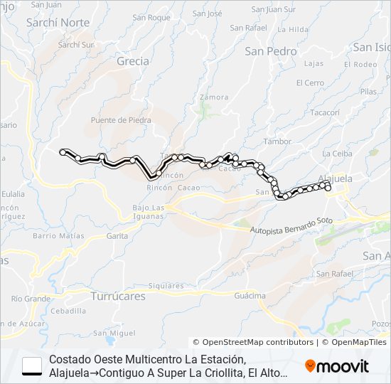 ALAJUELA - LA ARGENTINA bus Line Map