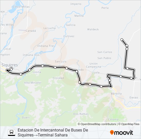 Mapa de SIQUIRRES - SAHARA de autobús