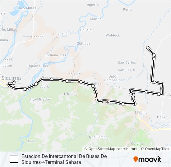 Mapa de SIQUIRRES - SAHARA de autobús