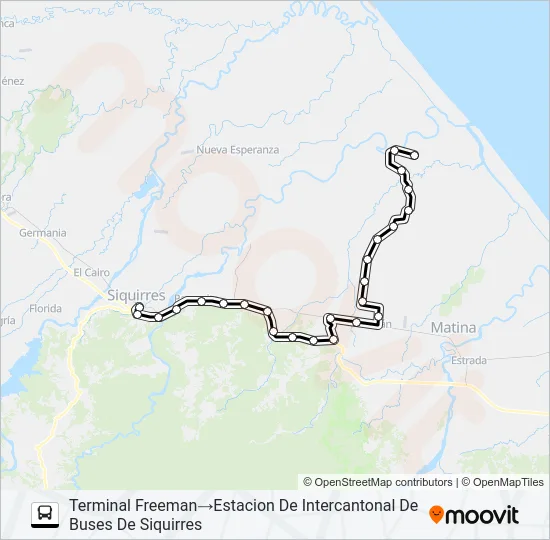 SIQUIRRES - FREEMAN Bus Line Map