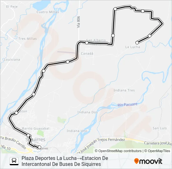 SIQUIRRES - LA LUCHA Bus Line Map