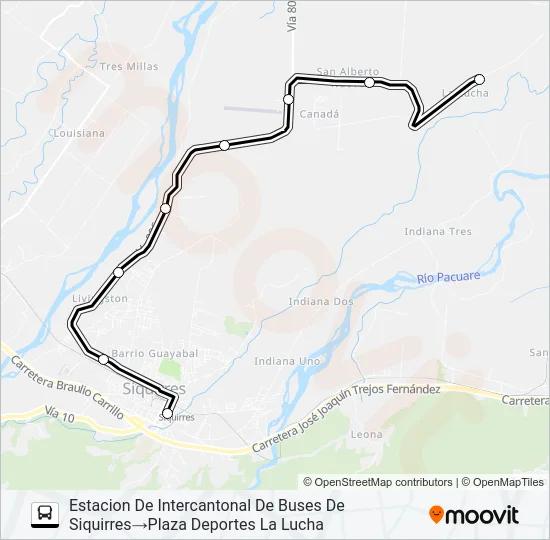 SIQUIRRES - LA LUCHA Bus Line Map