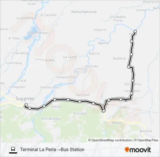 SIQUIRRES - LA PERLA Bus Line Map