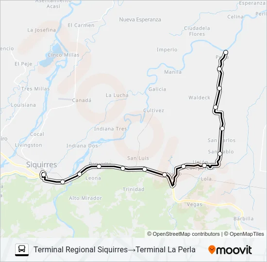 SIQUIRRES - LA PERLA Bus Line Map
