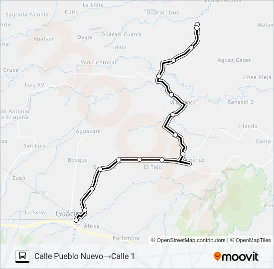 GUACIMO - PUEBLO NUEVO Bus Line Map