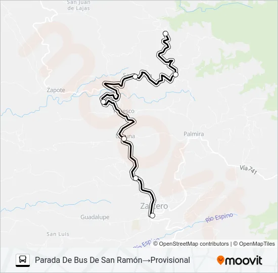 ZARCERO - LA LEGUA Bus Line Map