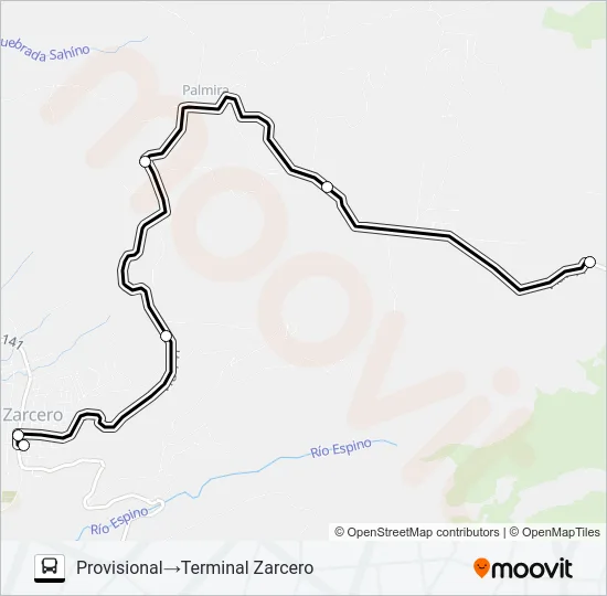 ZARCERO - PUEBLO NUEVO Bus Line Map