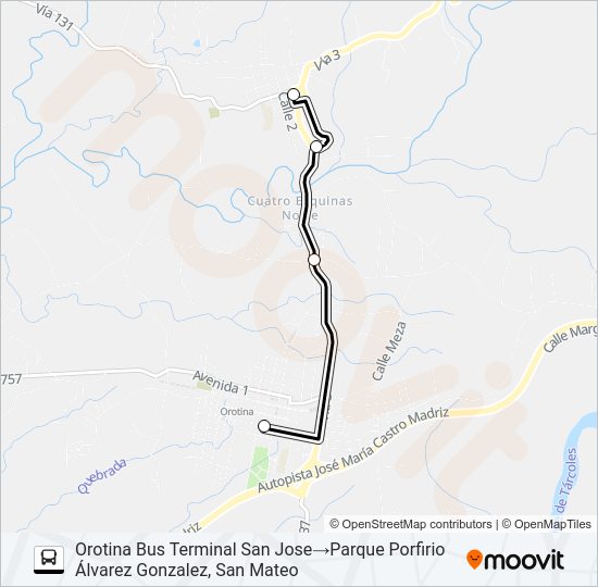 Mapa de OROTINA - SAN MATEO de autobús