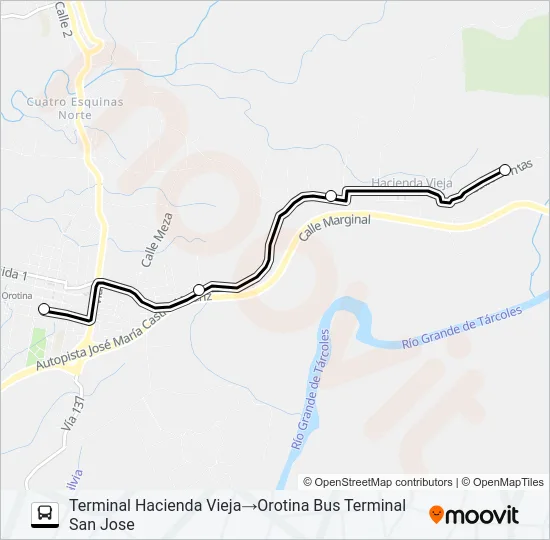 OROTINA - HACIENDA VIEJA Bus Line Map