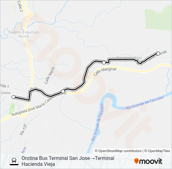 OROTINA - HACIENDA VIEJA Bus Line Map