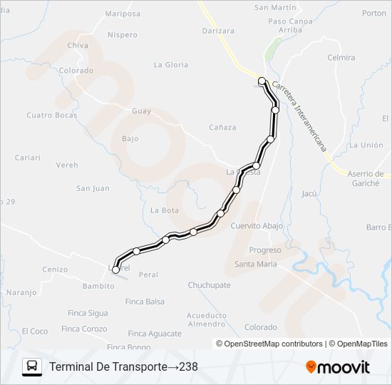 Mapa de PASO CANOAS - LAUREL de autobús