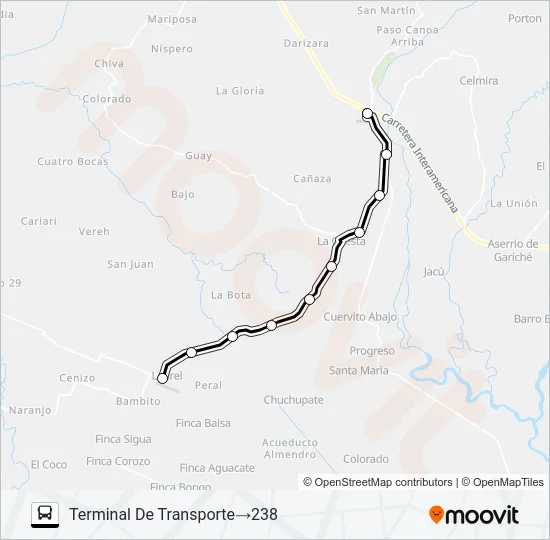 PASO CANOAS - LAUREL Bus Line Map