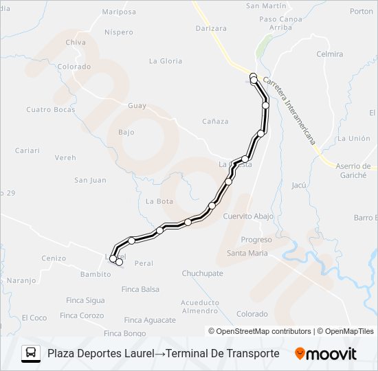 PASO CANOAS - LAUREL Bus Line Map
