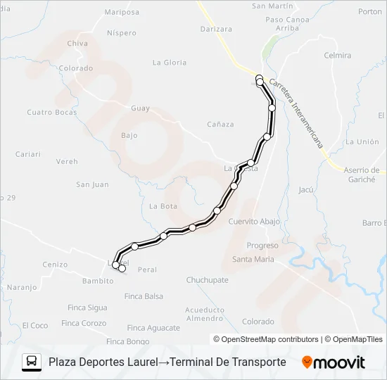 PASO CANOAS - LAUREL Bus Line Map