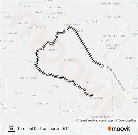PASO CANOAS COLORADO Bus Line Map