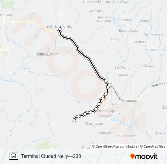 CIUDAD NEILY - LAUREL Bus Line Map