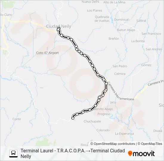 CIUDAD NEILY - LAUREL Bus Line Map