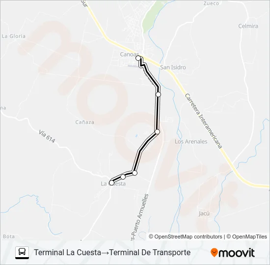 PASO CANOAS LA CUESTA Bus Line Map