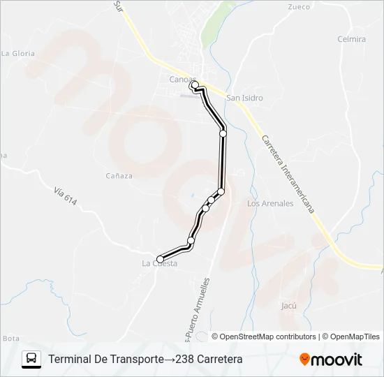 PASO CANOAS LA CUESTA Bus Line Map