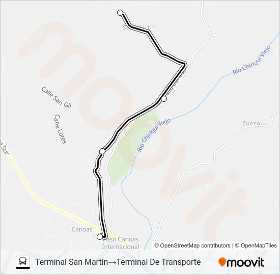 PASO CANOAS SAN MARTÍN Bus Line Map