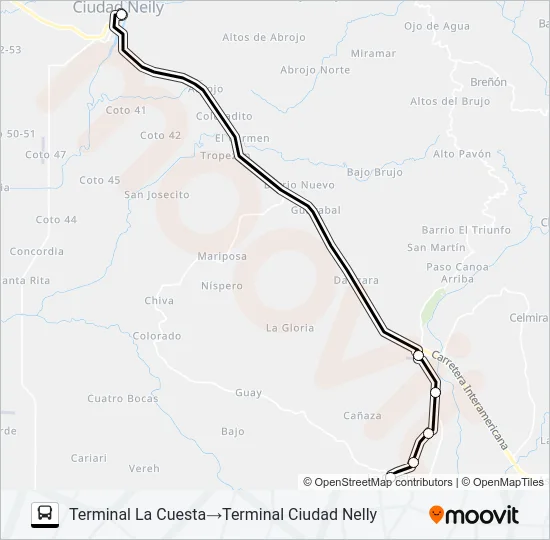 CIUDAD NEILY - LA CUESTA Bus Line Map
