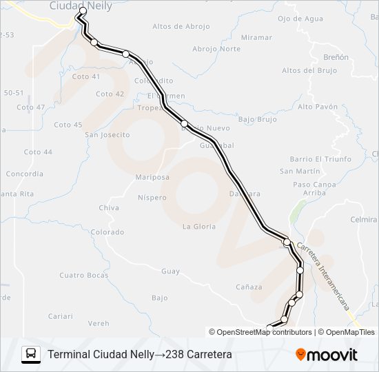 Mapa de CIUDAD NEILY - LA CUESTA de autobús