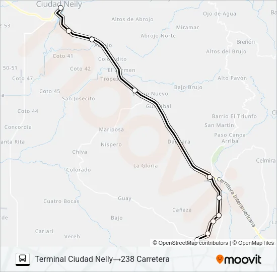 CIUDAD NEILY - LA CUESTA Bus Line Map