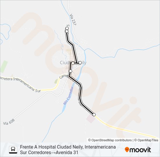 Mapa de URBANO - CIUDAD NEILY - HOSPITAL de autobús