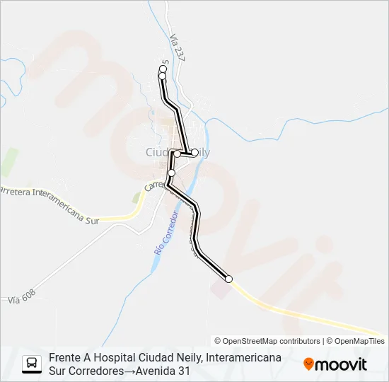 URBANO - CIUDAD NEILY - HOSPITAL Bus Line Map