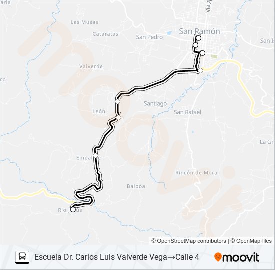 SAN RAMON - RIO JESUS bus Line Map