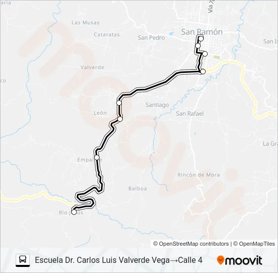 SAN RAMON - RIO JESUS Bus Line Map