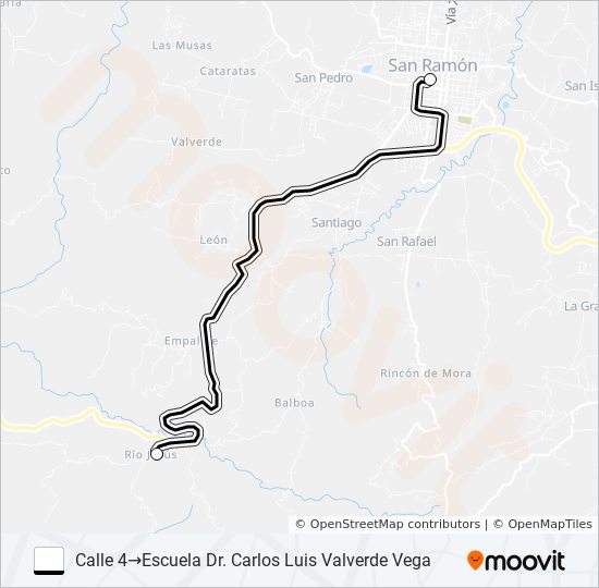 Mapa de SAN RAMON - RIO JESUS de autobús