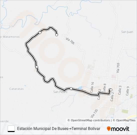 Mapa de SAN RAMÓN - BOLIVAR de autobús