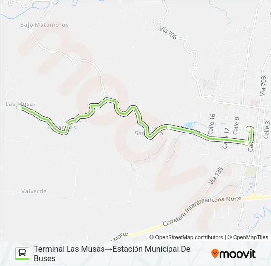 SAN RAMÓN - LAS MUSAS Bus Line Map