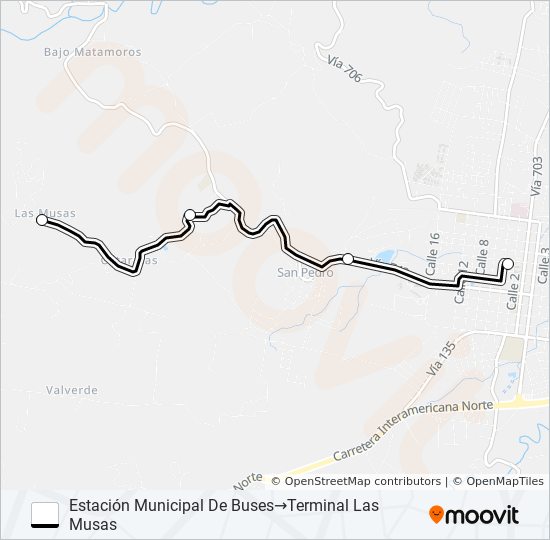 Mapa de SAN RAMÓN - LAS MUSAS de autobús