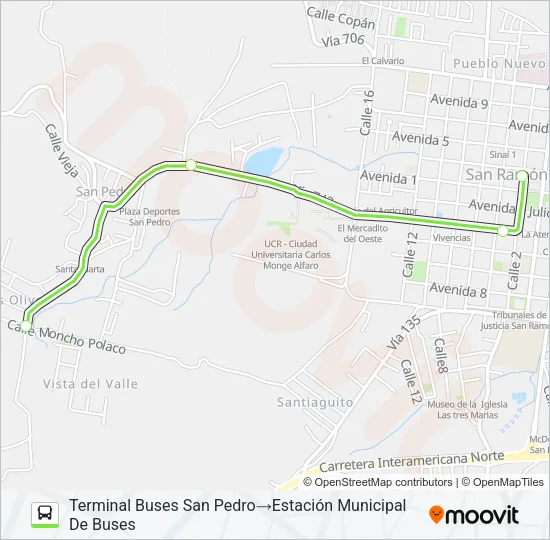 SAN RAMON  - SAN PEDRO Bus Line Map