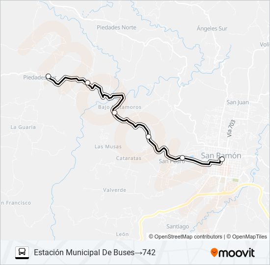 Mapa de SAN RAMÓN - PIEDADES SUR de autobús