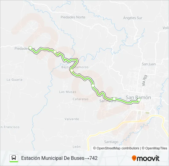 SAN RAMÓN - PIEDADES SUR Bus Line Map