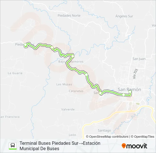 SAN RAMÓN - PIEDADES SUR Bus Line Map
