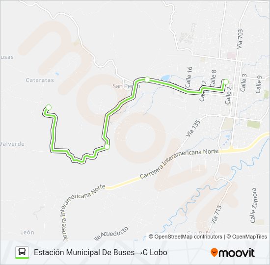 Mapa de SAN RAMON - CALLE VALVERDE de autobús