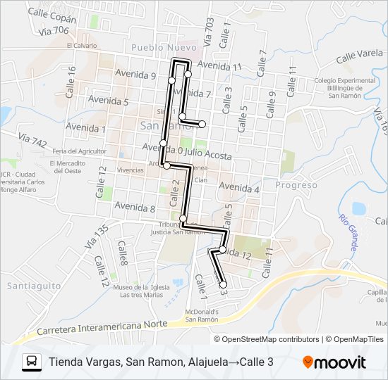 Mapa de SAN RAMON URBANO - PERIFERICA de autobús